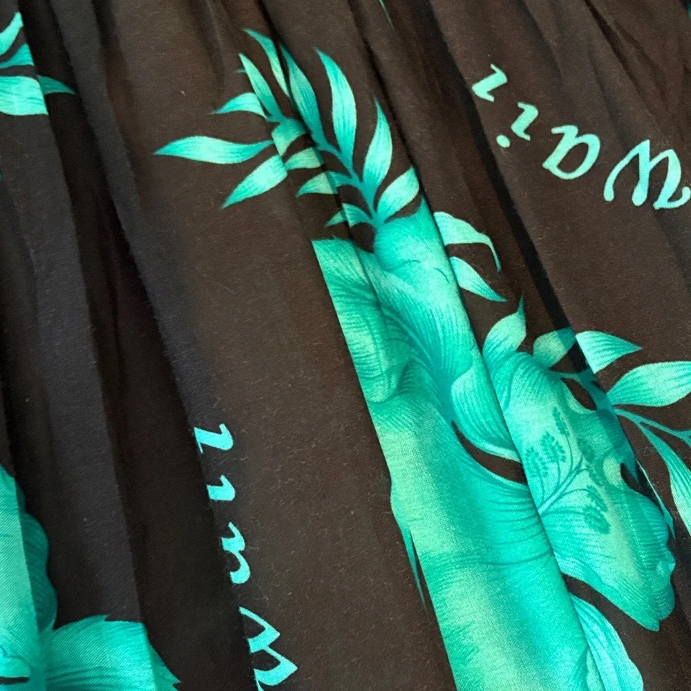 Unity Trading Hawaii Smocked Maxi Dress Black Teal Tropic Floral One Size - Picture 5 of 6